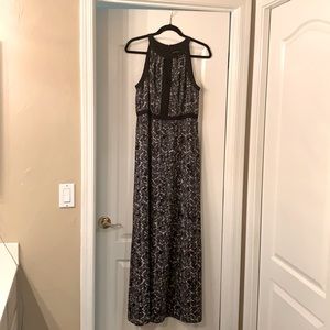 WHBM Black & White Floor Length Dress